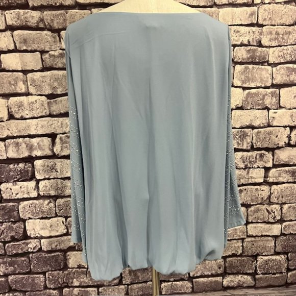 Alfani NWT Blue Studded Fully Lined Blouse Size 24W - Picture 7 of 10